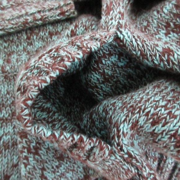 Two Dog Island Sweater Sz Small Mock Neck Full Zip Cotton Fleck Blue Black Knit - Picture 9 of 9